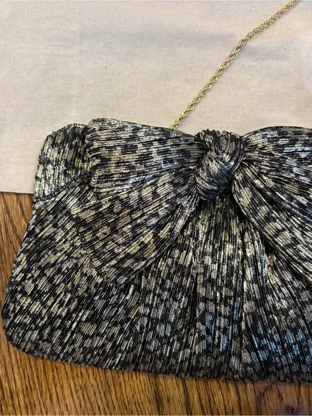 Loeffler Randall Black & Gold Rayne Clutch (Can also be worn as a shoulder bag)